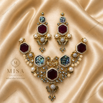 Mocha Maroon Royale Necklace Set
