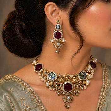 Mocha Maroon Royale Necklace Set