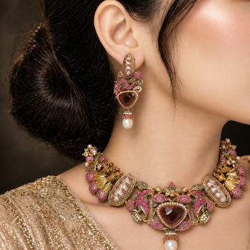 Fuchsia Bloom Hot Pink Necklace Set