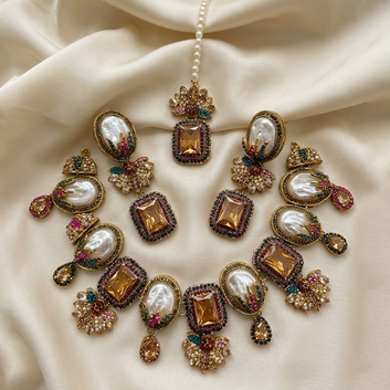 Royal Jewel Blossom Necklace Set