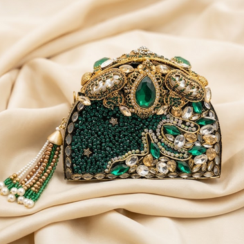 Emerald Embellished Clutch