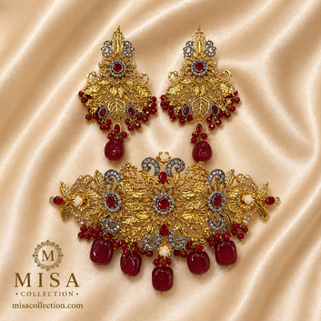 Maroon Velvet Half Set