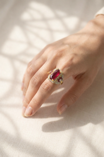 Azure Bloom Gold Plated Ring