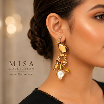 Amber Pearl Earrings