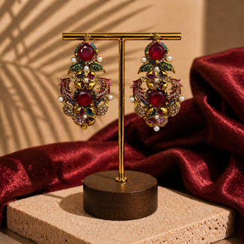 Crimson Multi Red Earrings